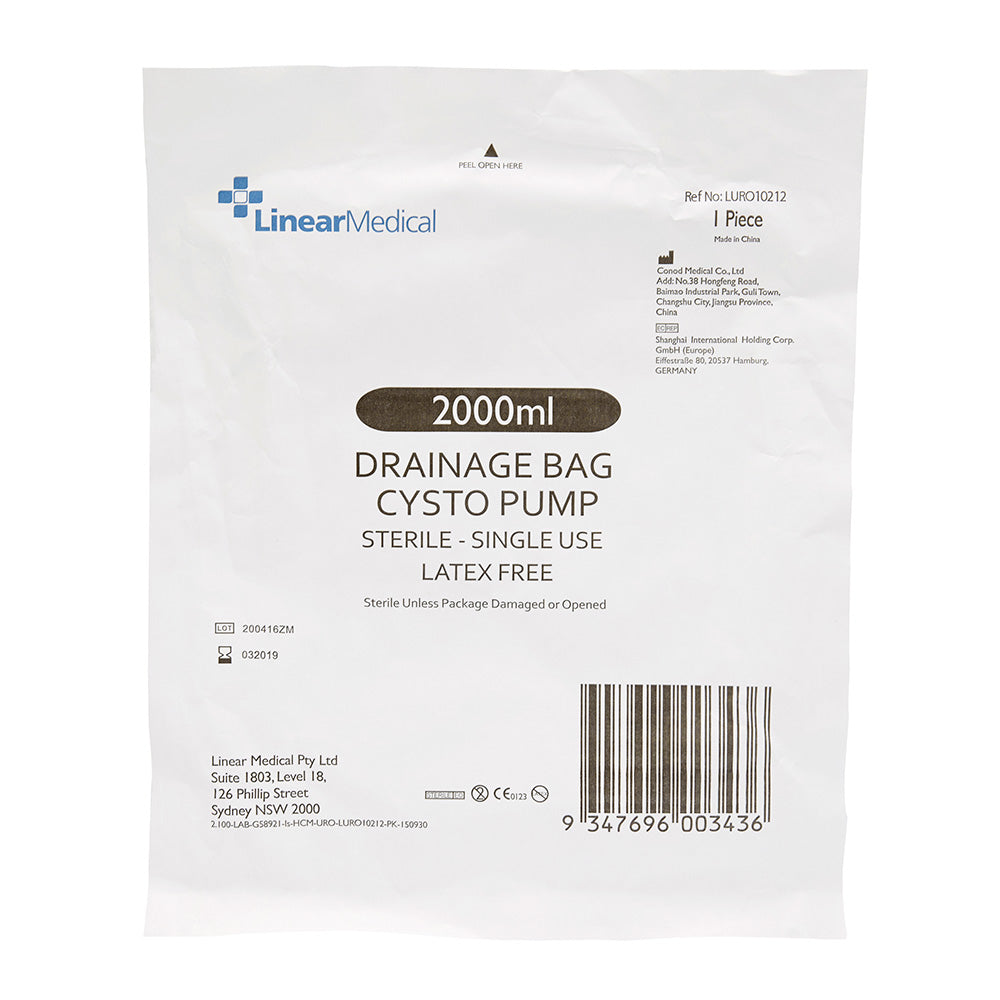 Drainage Bag Cysto Pump 2000ml Sterile linear medical